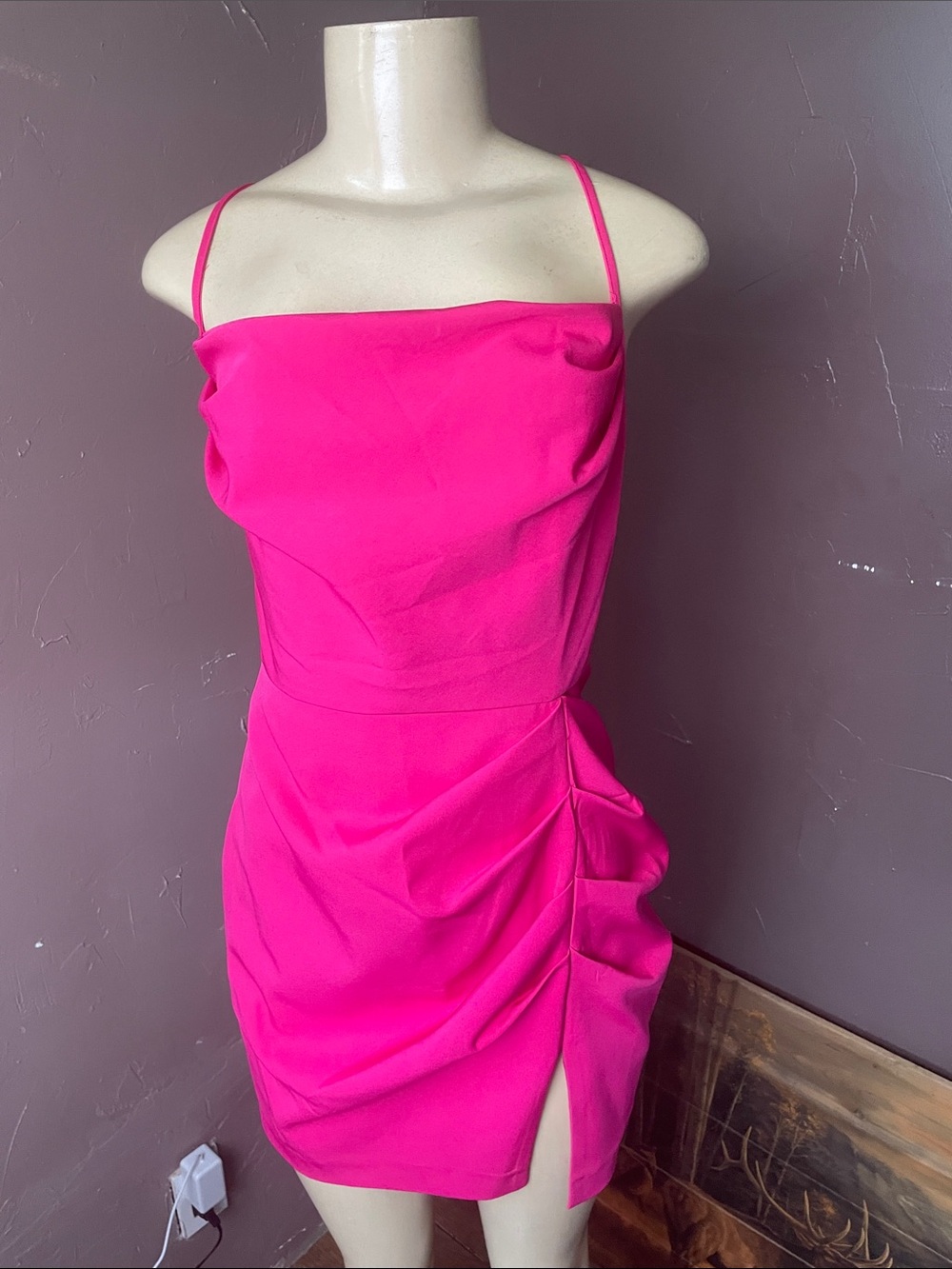 Gianni Bini Hot Pink Spaghetti-Strap Mini Dress size 8